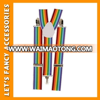 PGAC1012 High Quality Custom Genuine Leather Rainbow Color Silk Suspenders Men Personalized Suspenders